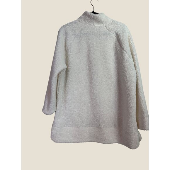 Haven Well Within Cozy Sherpa Funnel Neck Lounge Tunic Sweater Cream White L - Picture 7 of 13